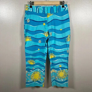 Vintage Lilly Pulitzer Crop Pants Size 4 Sun Waves Palm Beach Vacation Resort